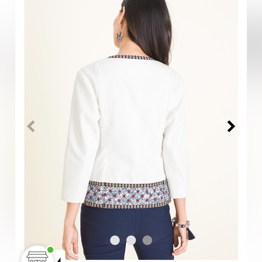 Chico’s Embroidered Embellished Patchwork White J… - image 2